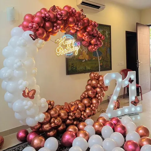 21st Birthday Rose Gold Arch Decor Indore