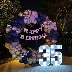 35th Birthday Navy Silver Arch Indore