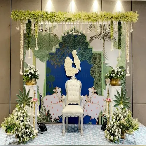 Baby Shower Pichwai Nature Backdrop Decoration