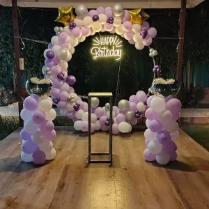 birthday-balloon-decoration-lilac-purple-silver-arch-indore