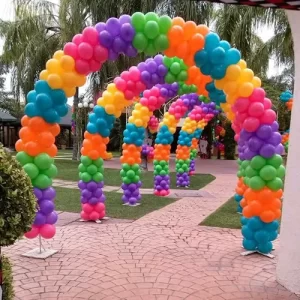 birthday-balloon-decoration-multicolor-arch-pathway-indore