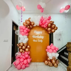 Pink Rose Gold Birthday Balloon Arch