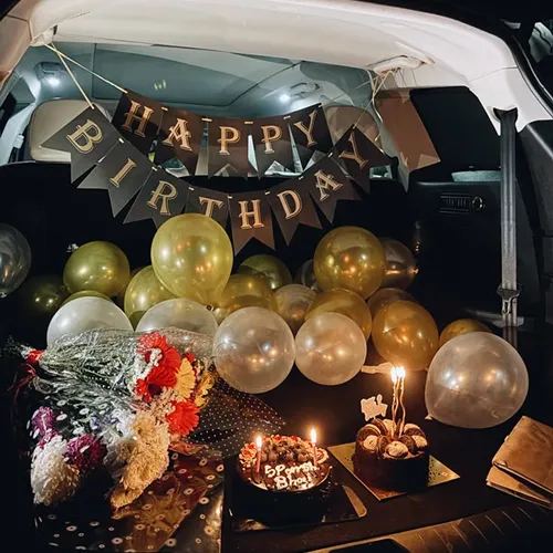 Black Gold Birthday Car Trunk Decor Indore