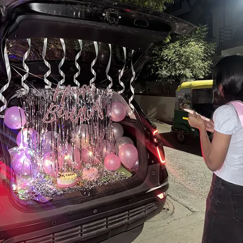 Night Birthday Car Trunk Pink Silver Indore