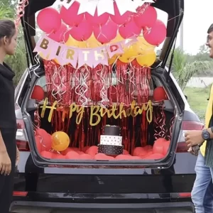Red Pink Birthday Car Trunk Decor Indore