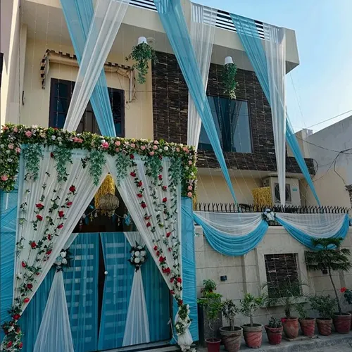 Blue White Draping Wedding Home Decoration
