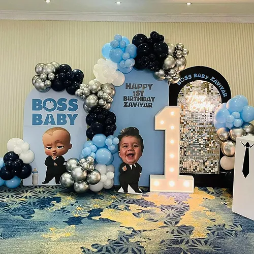 Boss Baby Blue Black Birthday Theme Decoration