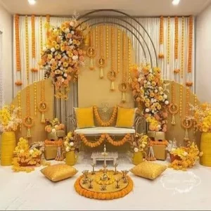 Carnival circus tent theme decoration with striped red white tent props balloon clusters and clown cutouts in Indore