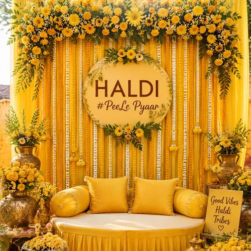 Grand Haldi Floral Canopy Decoration Indore