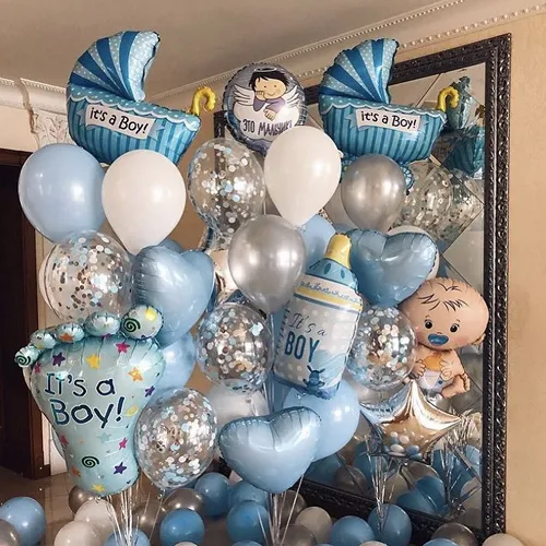 It’s a Boy Blue Silver Balloon Bouquet Decor