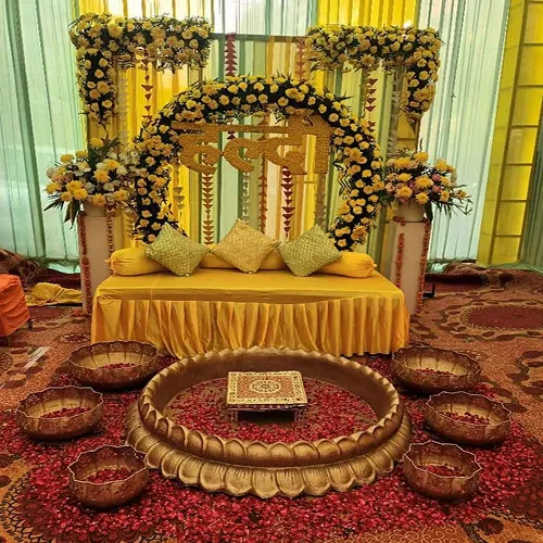 Modern Minimalist Haldi Setup Decoration Indore