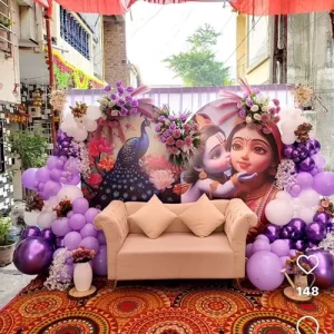 Naming Ceremony Purple Radha Krishna Decoration