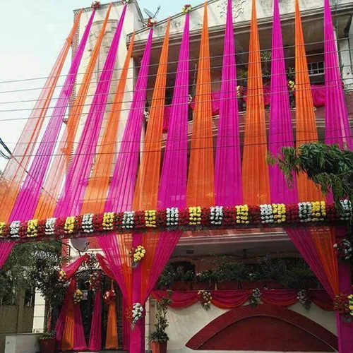 Pink Orange Draping Home Exterior Decoration