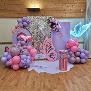 Pink Purple Butterfly Balloon Birthday Theme