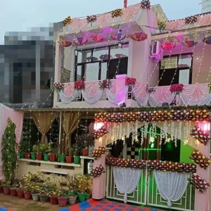 Pink White House Decoration with Fairy Lights