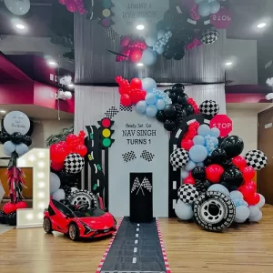 Race Car Red Black Indoor Birthday Theme