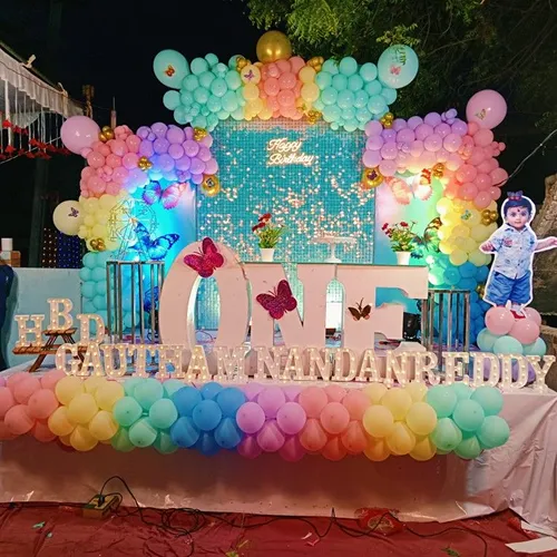 Rainbow Butterfly First Birthday Theme Outdoor