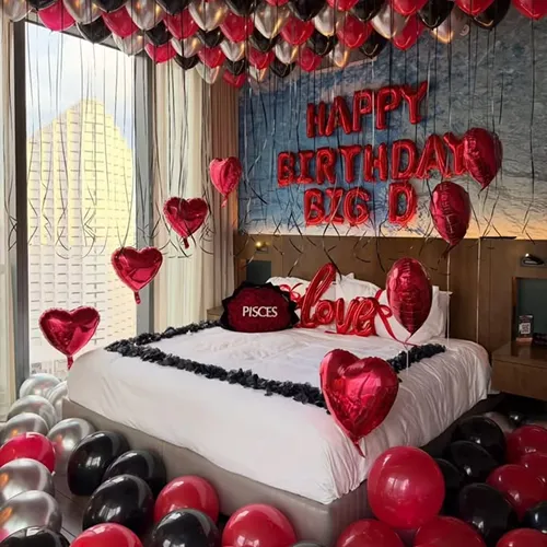 Red Black Birthday Balloon Room Decoration