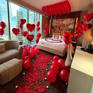 Red Heart Balloon Birthday Room Decoration