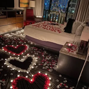 Romantic Rose Petal Candle Heart Room Decoration
