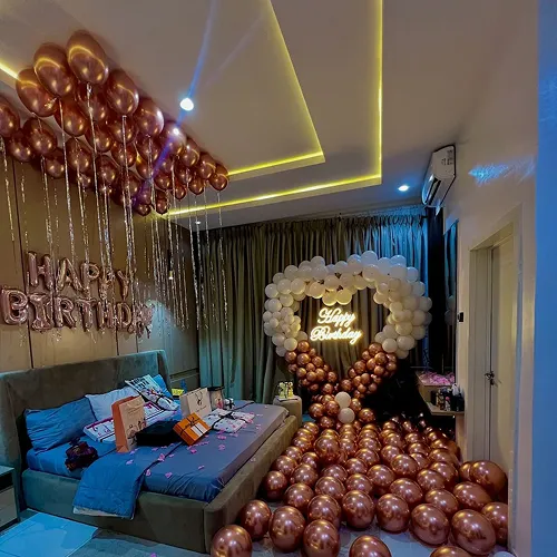 Rose Gold Heart Balloon Birthday Room Decoration