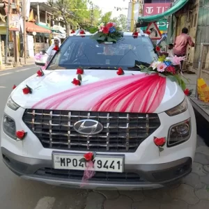 Pink Net Flower Wedding Car Decor Indore