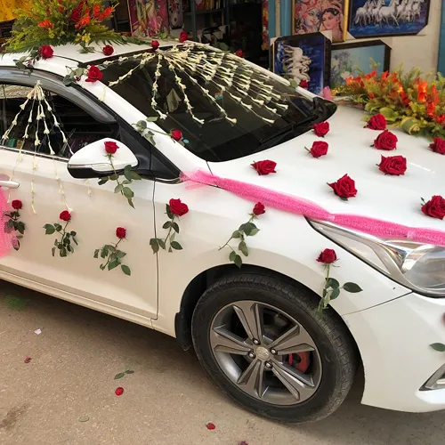 Red Rose Sedan Wedding Car Decor Indore
