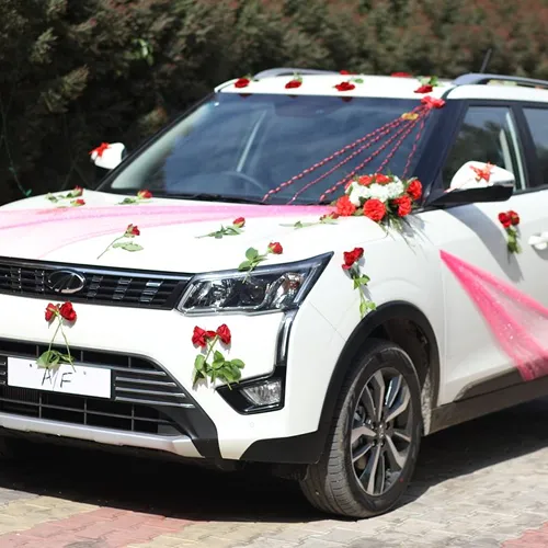 Wedding Car Decoration Red Rose Indore