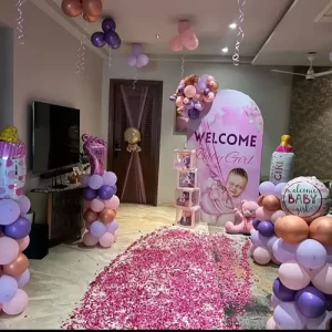 Welcome Baby Girl Pink Purple Room Decoration