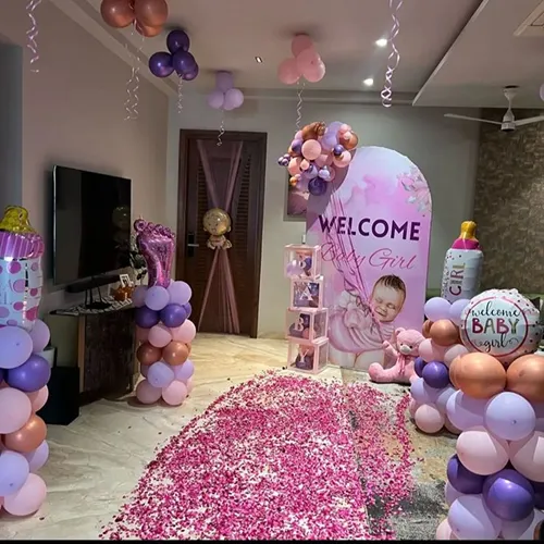 Welcome Baby Girl Pink Purple Room Decoration