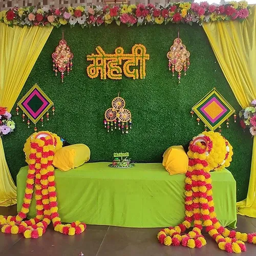 Yellow and Orange Mehndi Decoration Indore